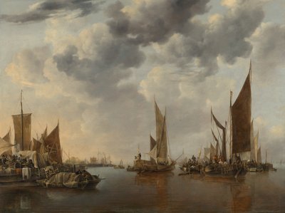 Veduta marina con navi da Jan van de Cappelle